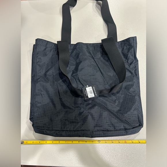 Eddie Bauer Large Fabric Tote Bag Black Water-repellent Ripstop Fabric NWT - Picture 2 of 6